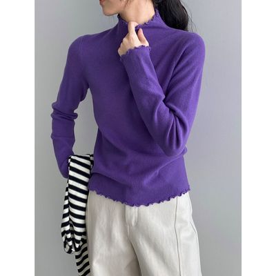 超好看木耳边高领羊毛内搭打底衫