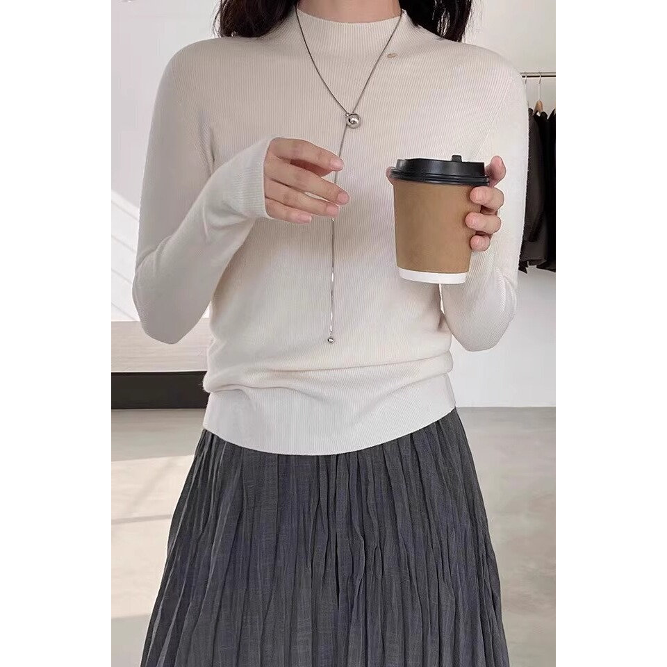 超好看绵羊毛半高领内搭打底衫女