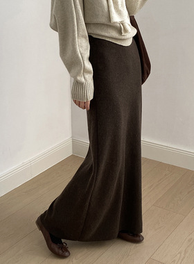 复古软糯高腰针织半身裙秋冬新款复古气质显瘦松紧腰包臀鱼尾裙子