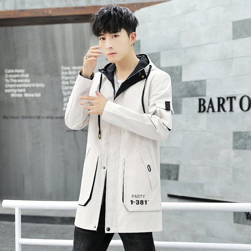 Autumn coat men's Korean version of student's medium length jacket slim fit spring and autumn youth windbreaker