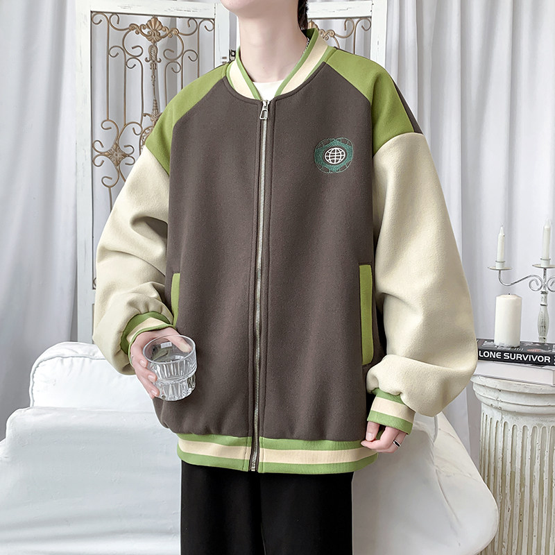 2025秋冬款潮牌夹克棒球服刺绣外套灰-A011-1-JK129-P110,男装夹克,电商A011-1（原4007）