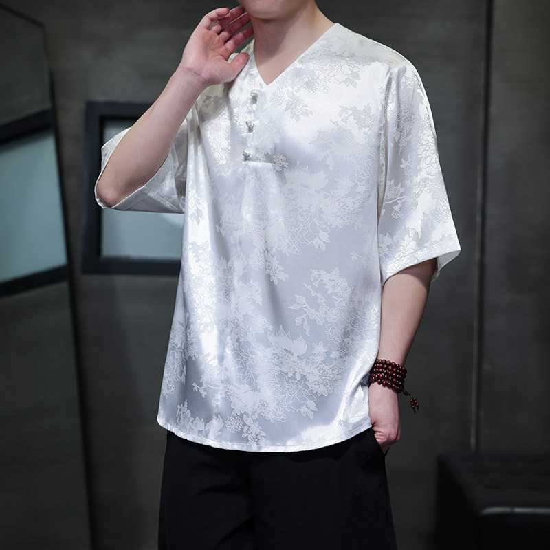 新款风宽松大码盘口提花潮夏季T恤ST051-P58,男装T恤,电商A011-1（原4007）