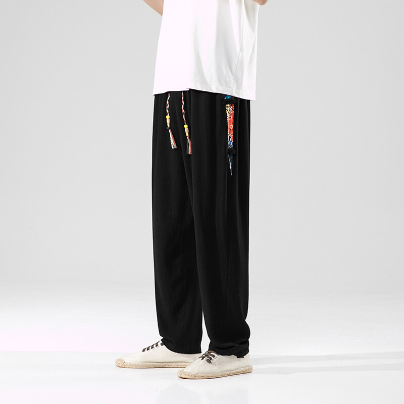 男青年风大码休闲复古文艺哈伦裤潮水洗亚麻长裤HK1070-P68,男装休闲裤,电商A011-1（原4007）