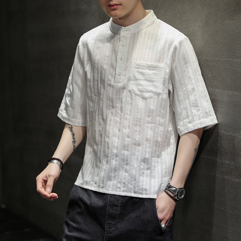 潮宽松大码休闲提花潮流男装-ST005-P55,男装T恤,电商A011-1（原4007）