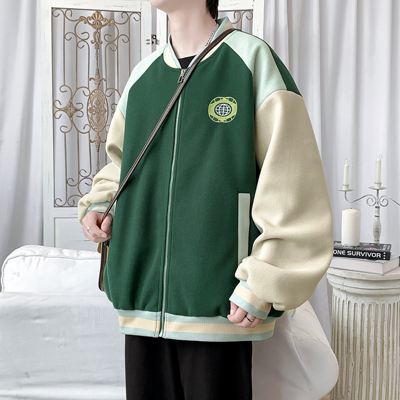 2025秋冬款潮牌夹克棒球服刺绣外套绿A011-1-JK129-P110,男装夹克,电商A011-1（原4007）