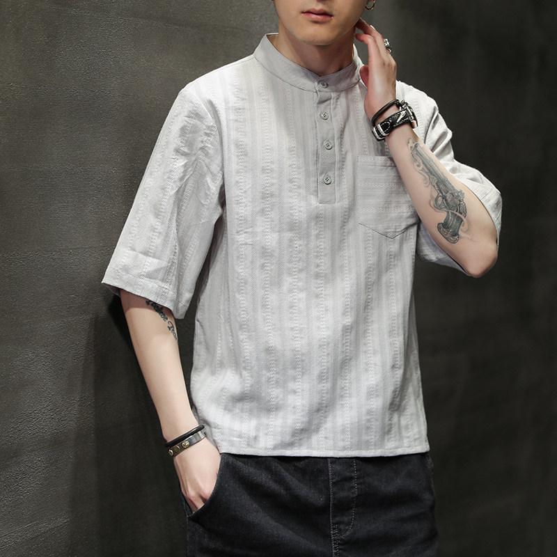 潮宽松大码休闲提花潮流男装-ST005-P55,男装T恤,电商A011-1（原4007）