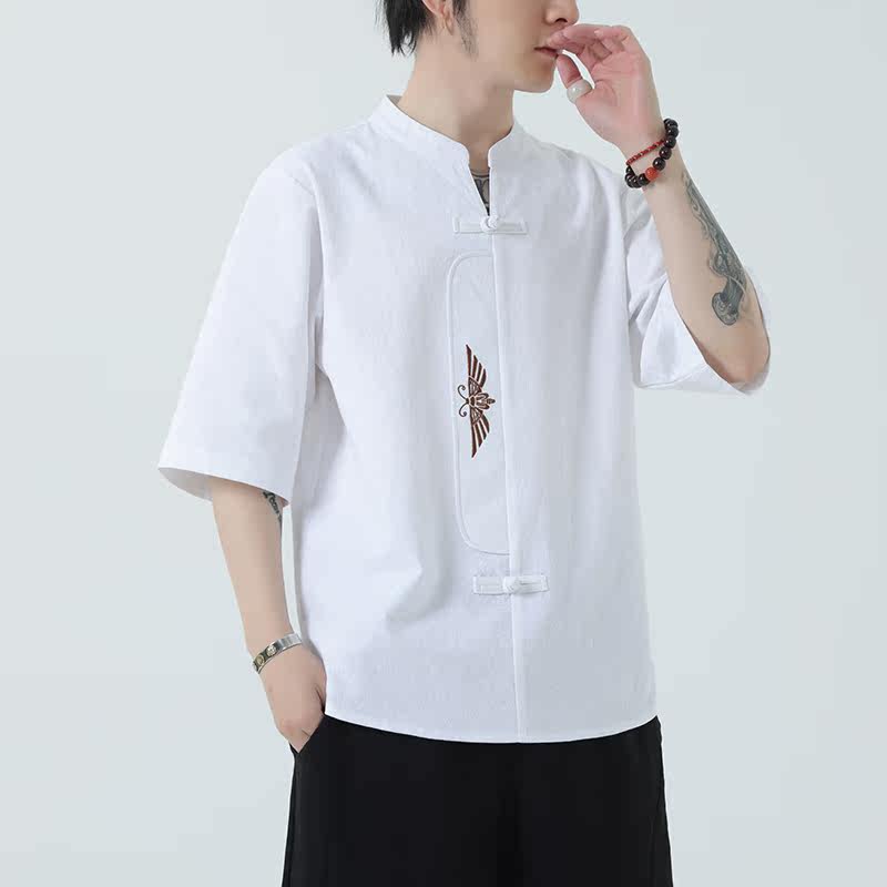 \新款风男装刺绣宽松大码短袖-DSA011-1-ST035-P55-白色,男装T恤,电商A011-1（原4007）
