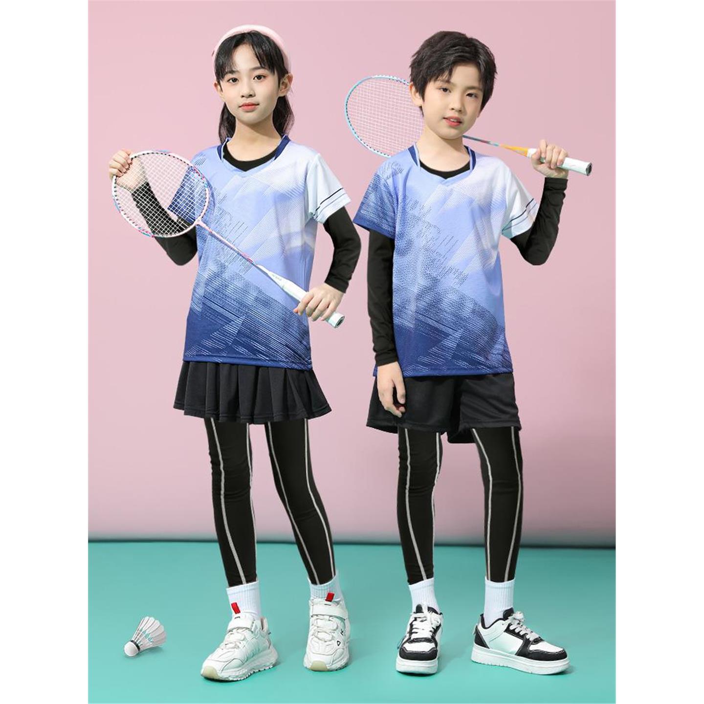 儿童羽毛球服套装定制印字