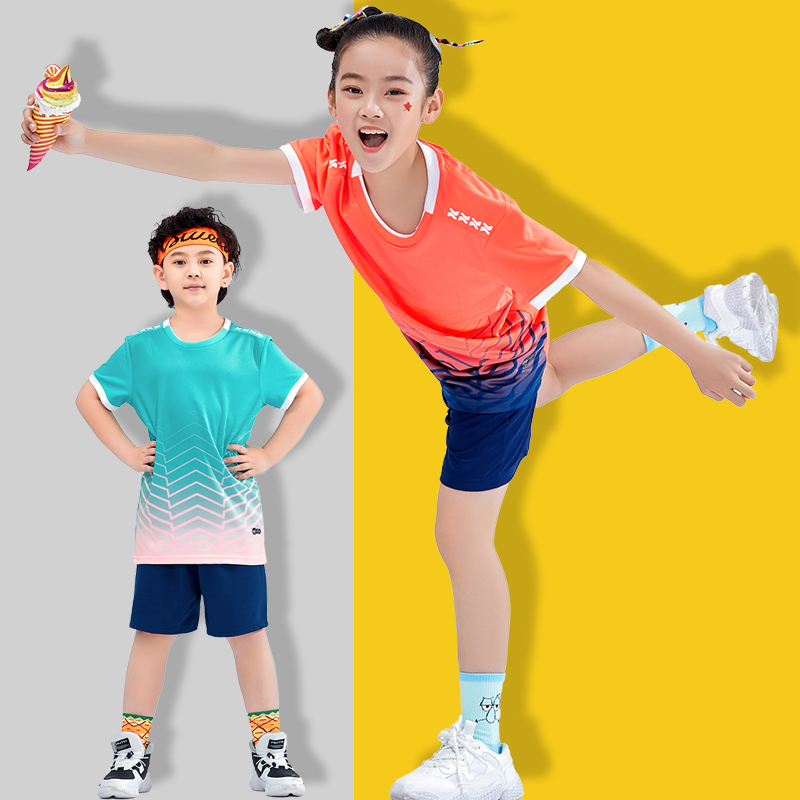 羽毛球衣服儿童运动服速干女童短袖小学生定制印字训练乒乓球套装