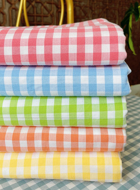 精梳棉老粗布床单加厚加密加大炕单全棉纯棉绿色织格子被罩可定做