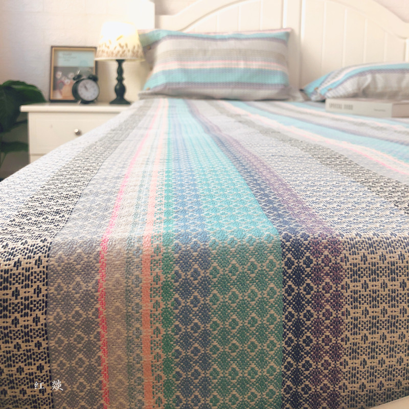 高端提花加厚凉席三件套