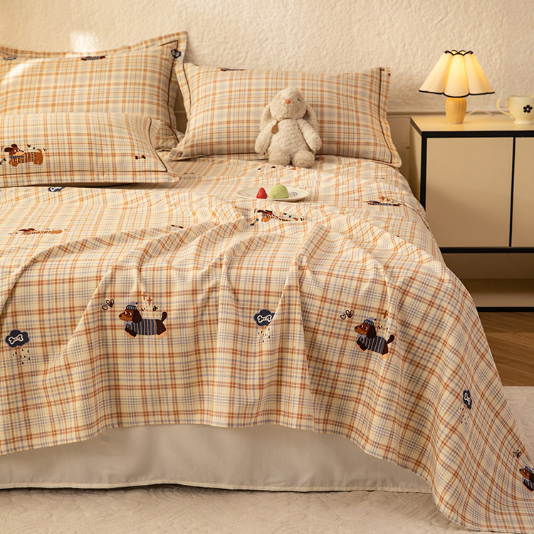 奶油小狗【全棉磨毛床单】2025新款A类无荧光加厚100%纯棉被单