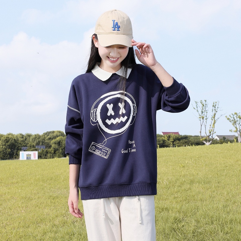 学院风少女学生加厚加绒卫衣套装