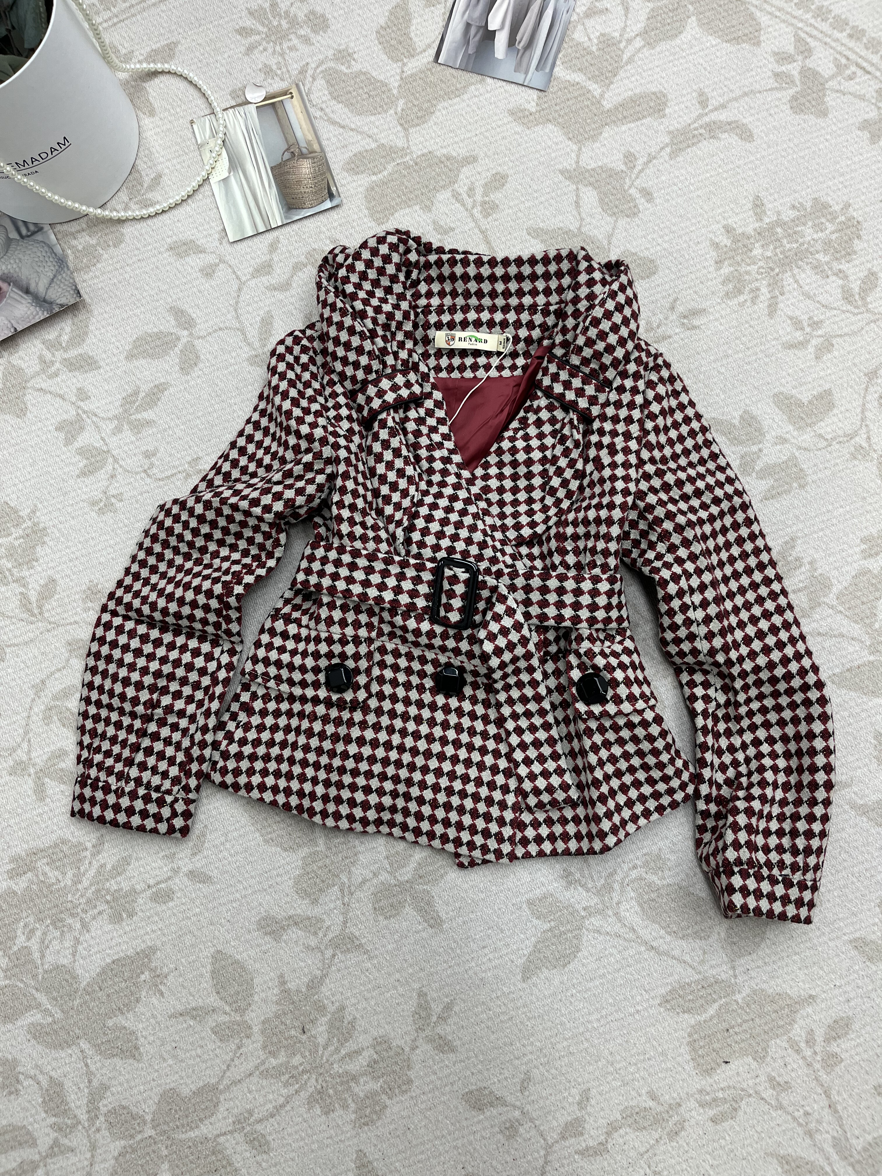 新款百搭复古格子修身显瘦短款小外套女春秋通勤,女装/女士精品,上衣,淘宝优惠券,粉丝福利购,淘宝优惠卷