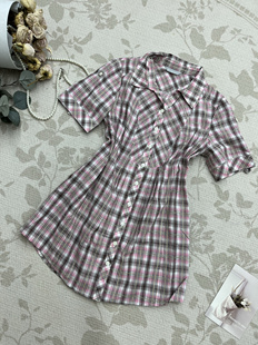 高品质日系衬衫短袖粉嫩舒适中长款甜美宽松娃娃衫款