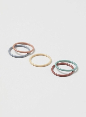 HM 个性简约时尚ins莫兰迪奶油色细圈多圈潮人食指戒指指环 5枚组