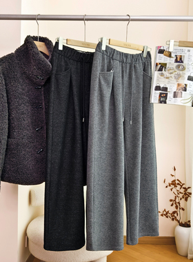 小耳出品 萣制糯米绒/银狐绒加绒/分割剪裁 松紧腰系带显瘦休闲裤