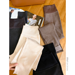 提臀护膝打底裤 修身 子 冬季 小耳出品人字纹双层高腰暖腹女士保暖裤