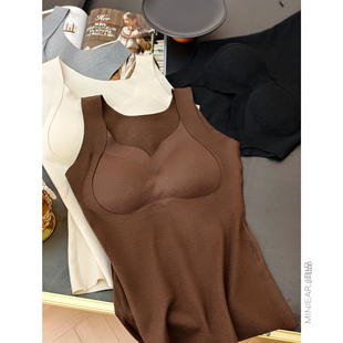 打底衫 小耳出品 气质V领舒适无痕带胸垫聚拢宽肩带背心时尚