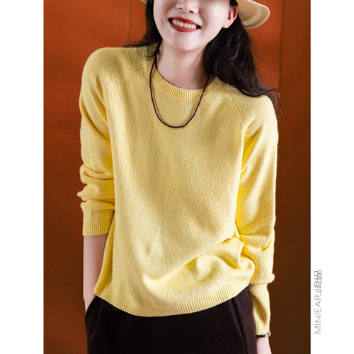 小耳出品莫代尔插肩袖圆领毛衣女