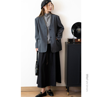 高智感西装 V领人棉混纺宽松休闲西装 廓版 韩式 外套 立裁 小耳出品