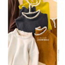 小耳出品 法式花边打底~加厚德绒/蕾丝边拼接/开叉袖口 宽松百搭