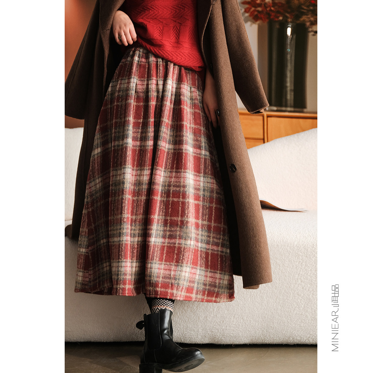 小耳出品中长裙A字型半身裙