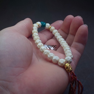 错成獠设计师款纯手工猛犸象牙冰料无相凹面单圈定制男女手串文玩