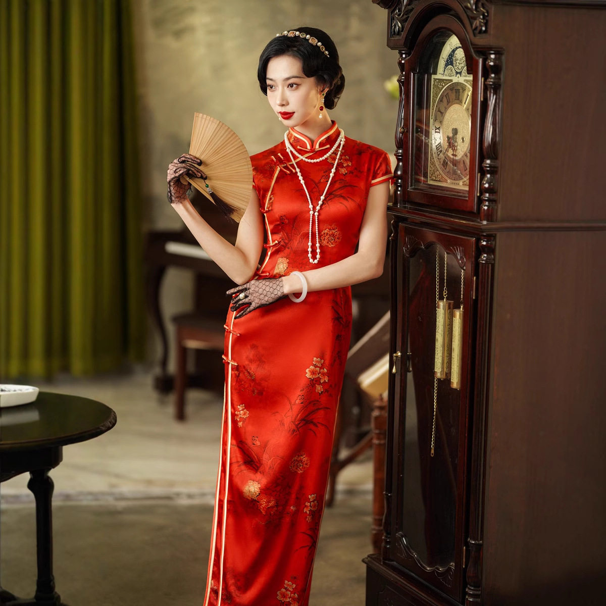 锦绣江南2026春夏新款真丝红色旗袍喜婆婆喜妈妈婚宴高奢礼服