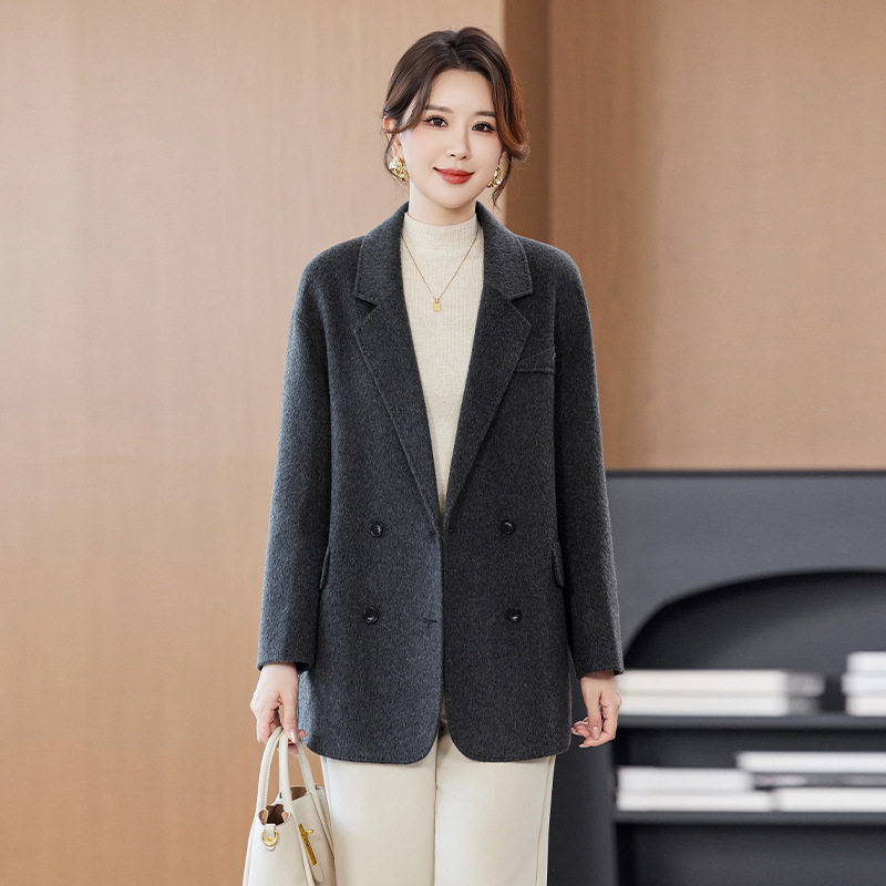 手工双面呢西装女韩版宽松羊毛大衣女2025秋冬高定羊毛呢子外套,女装/女士精品,毛呢外套,淘宝优惠券,粉丝福利购,淘宝优惠卷