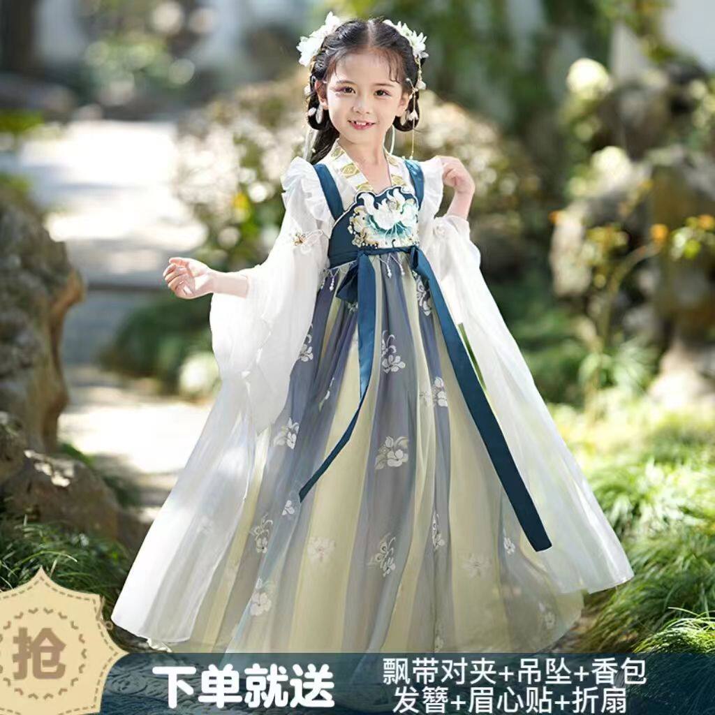 中国风襦裙夏季2025最新款仙气古风改良日常唐装连衣裙儿童汉服女