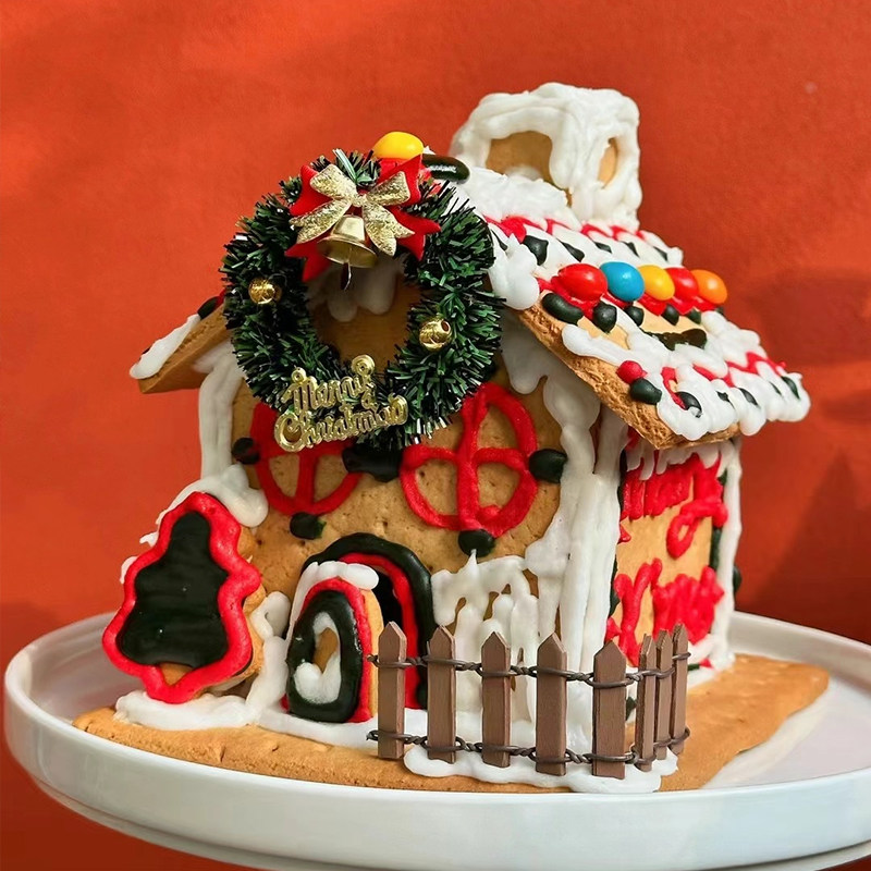 圣诞节姜饼屋翻糖霜礼物盒糖果模具小房子半成品组合饼干