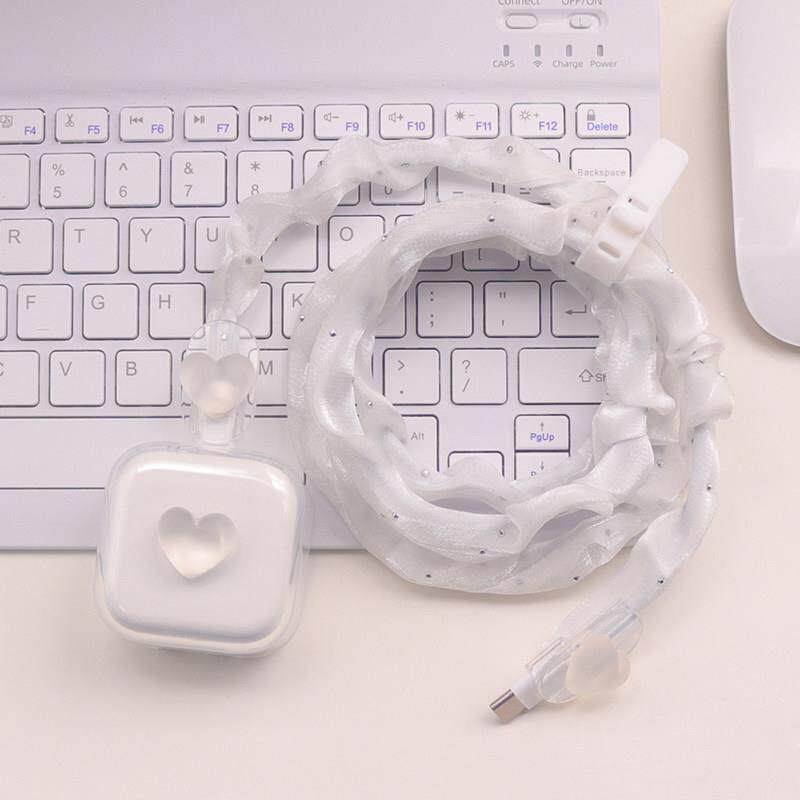 适用40W充电头透明软壳苹果18数据线保护套17充电线防折布套ipad