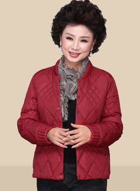 妈妈秋冬装外套岁穿的女短款棉衣中老年人轻薄棉服