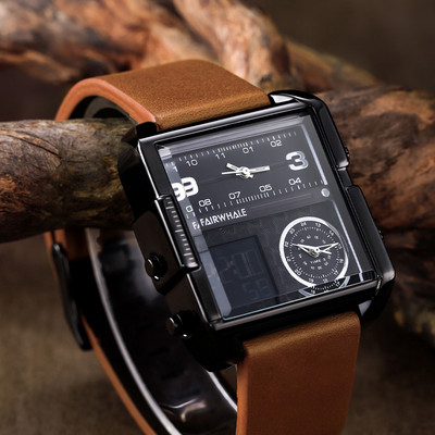 马克华菲Mark Fairwhale手表男士方形大表盘爆款几何复古电子表