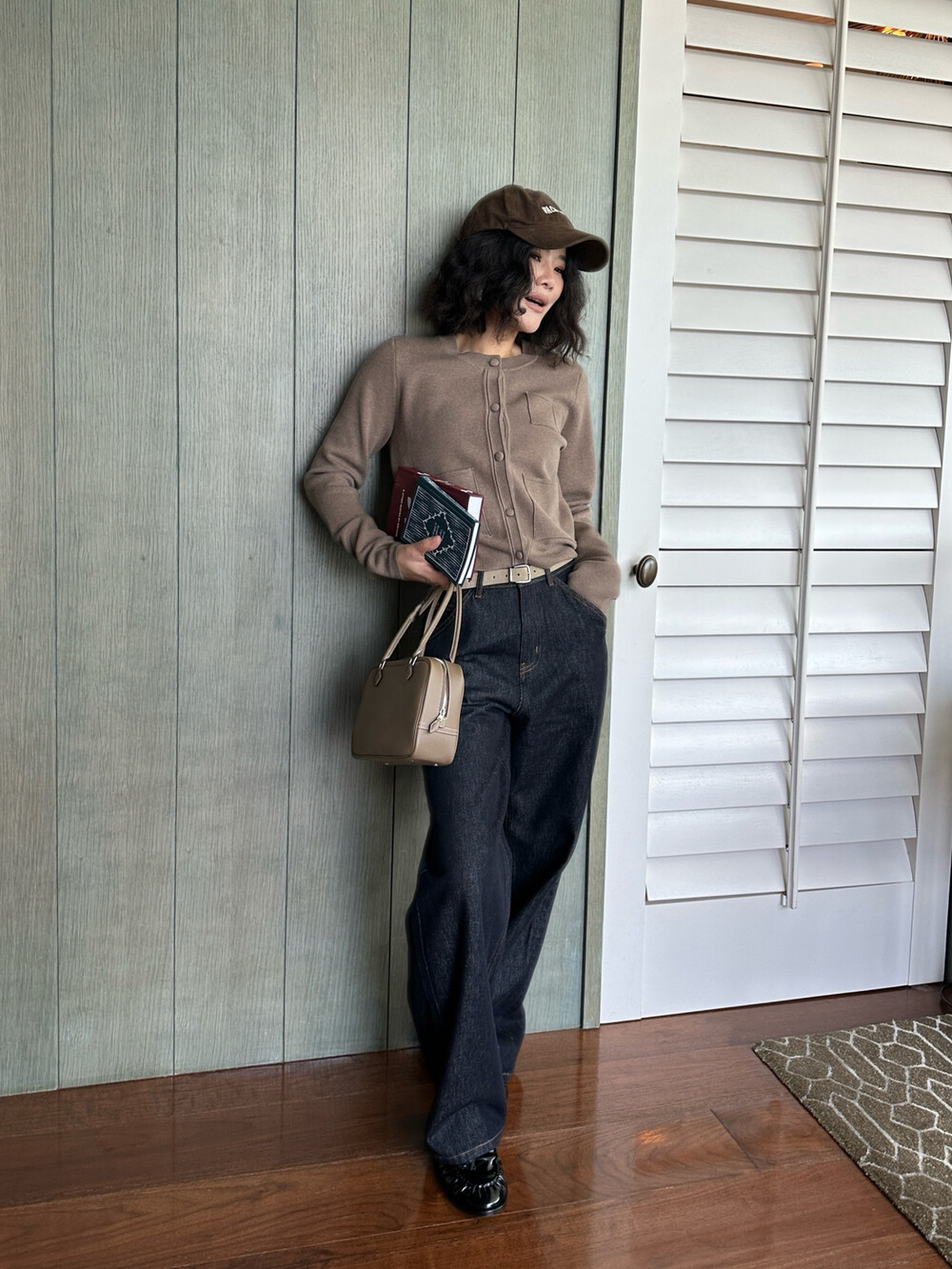 ONI欧尼~秋上新羊毛圆领贴袋毛织开衫含绵羊毛