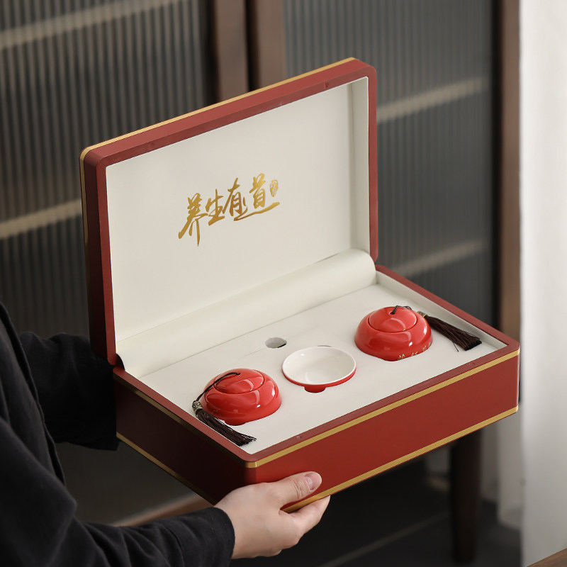 0礼品盒子新款包装瓷瓶西红花图片
