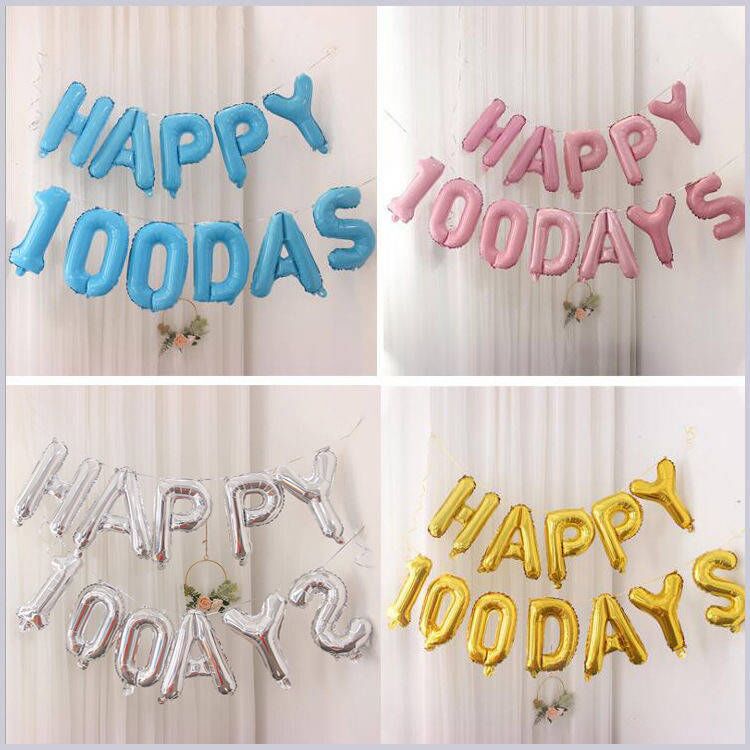 16寸美版字母HAPPY100DAYS气球套装铝膜气球生日宴百天铝箔气球