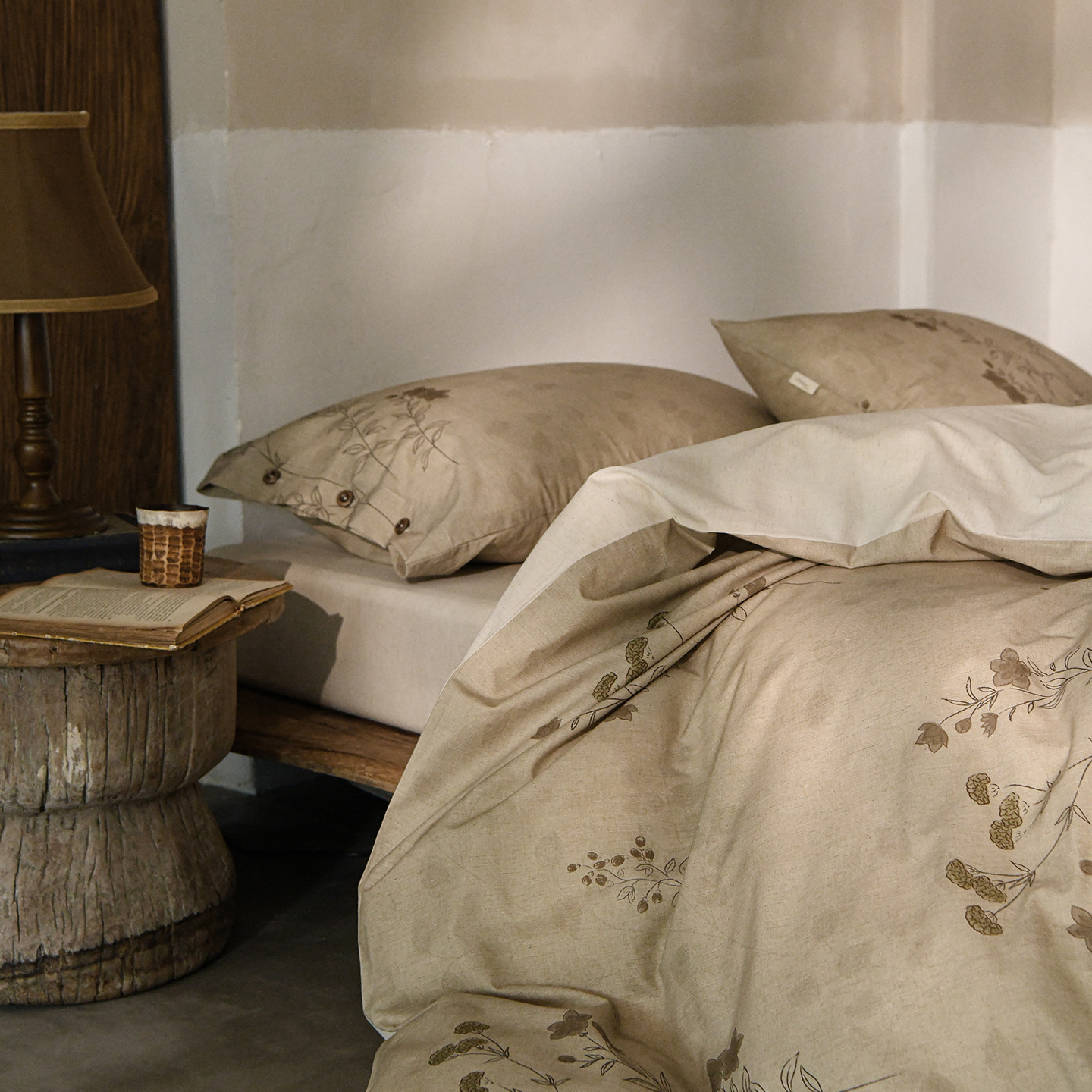 南法假日竹节棉麻绣花长绒棉亚麻四件套全棉纯棉床上用品床单被套