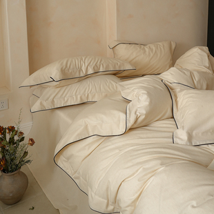 南法假日新疆长绒棉棉麻提花四件套全棉纯棉亚麻床上用品床单被套