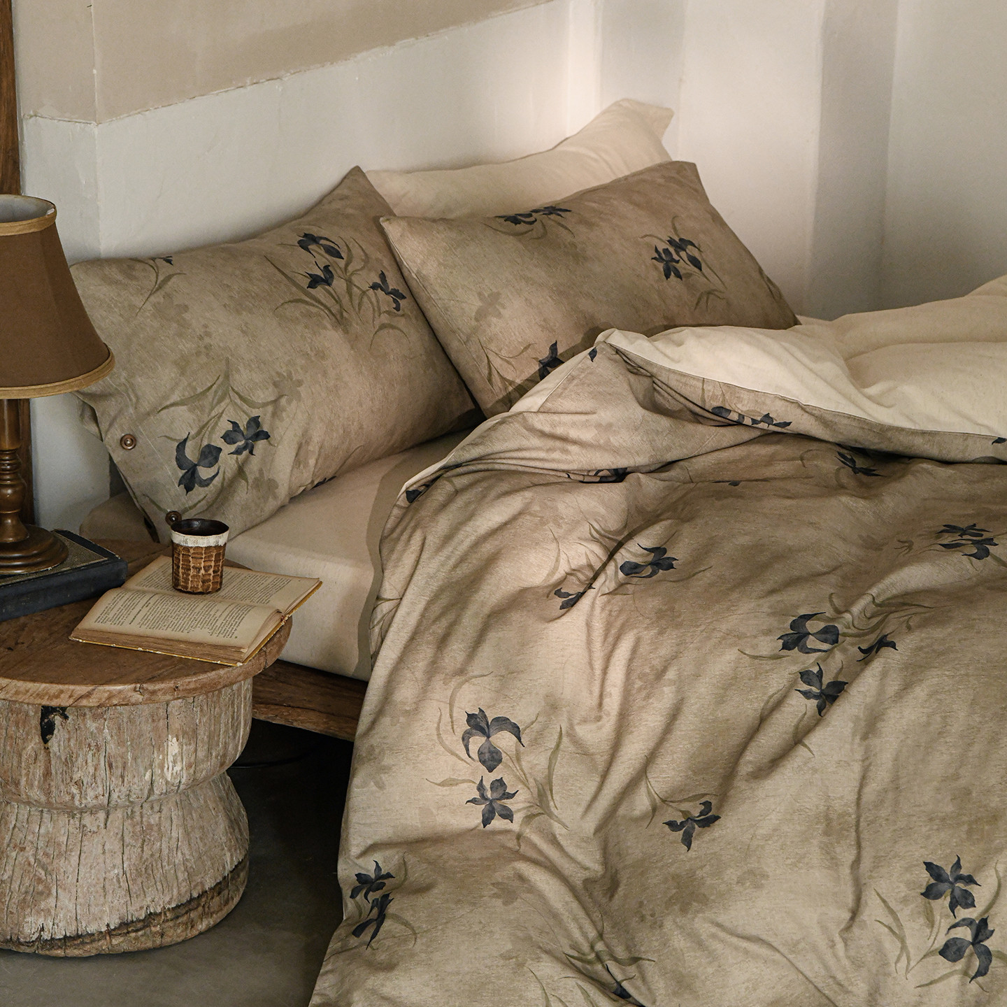 南法假日竹节棉麻绣花长绒棉亚麻四件套全棉纯棉床上用品床单被套