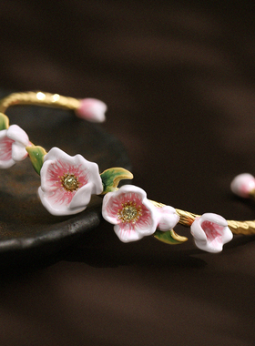 白色菟葵花开口手镯女手环送女生礼物大气个性百搭高级感轻奢ins