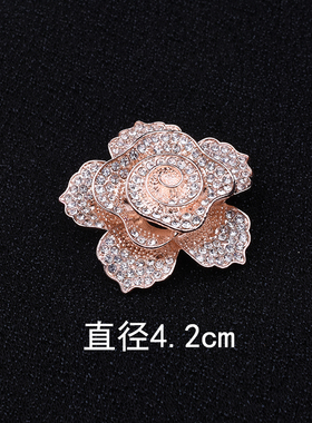 精致满钻重工玫瑰花气质别针时尚复古花朵胸花百搭大衣配饰胸针