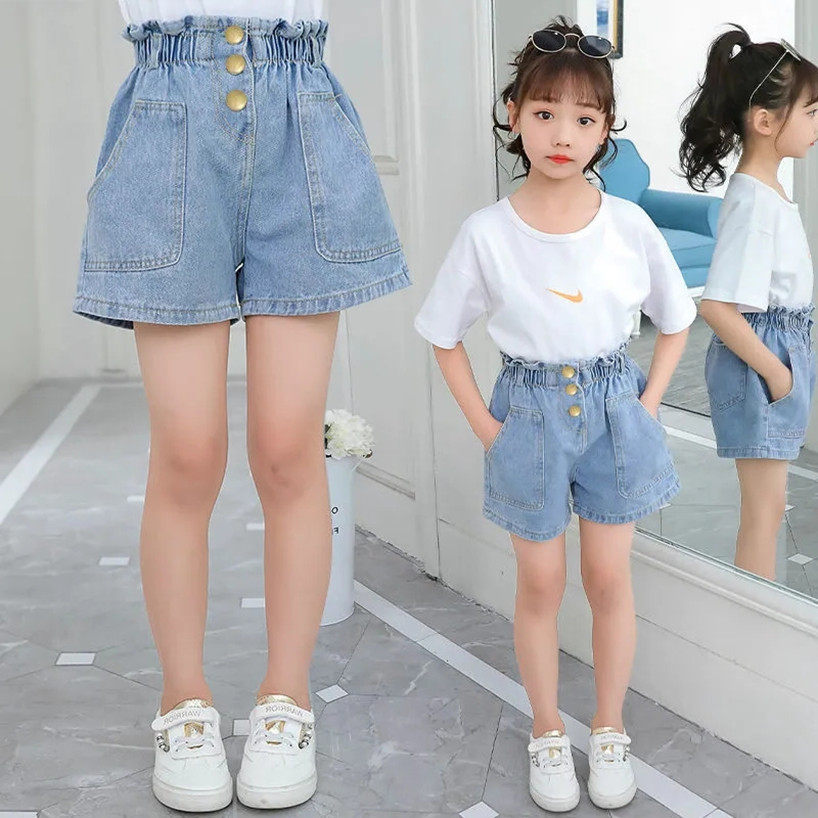 女童牛仔短裤夏2022新款儿童装女孩洋气裤子中大童薄款百搭牛仔裤