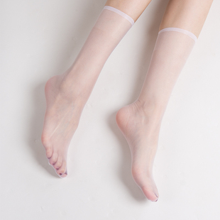 0D夏季 脚尖透明白色小腿袜子短袜 肉色丝袜女短超薄中筒短丝袜薄款