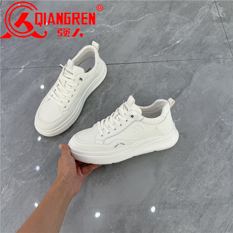 3515强人男鞋秋季滑板鞋男小白鞋百搭2025新款时尚真皮休闲鞋男