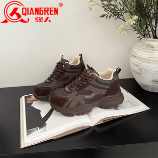 冬羊毛老爹鞋 子女2025新款 女款 厚底鞋 强人女鞋 休闲鞋 加绒运动鞋