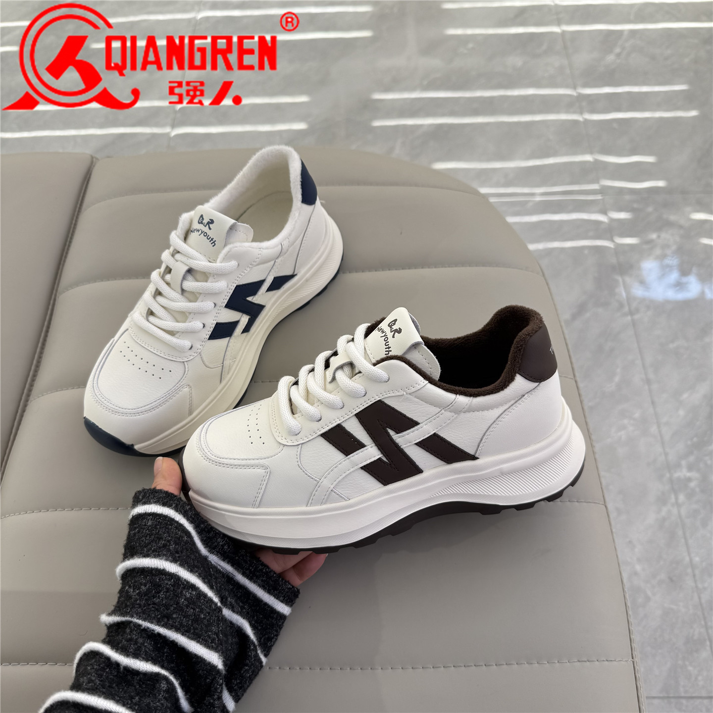 百搭运动休闲鞋系带加绒阿甘鞋