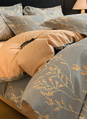 磨毛床上四件套纯棉全棉2025新款秋冬床单被套轻奢高级感