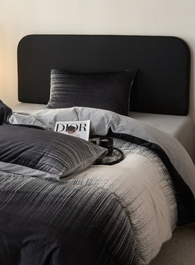 冬季加厚宝宝绒四件套渐变德芙绒双面绒保暖被套床笠床上用品灰色